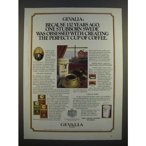 1986 Gevalia Coffee Ad - One Stubborn Swede Was Obsessed