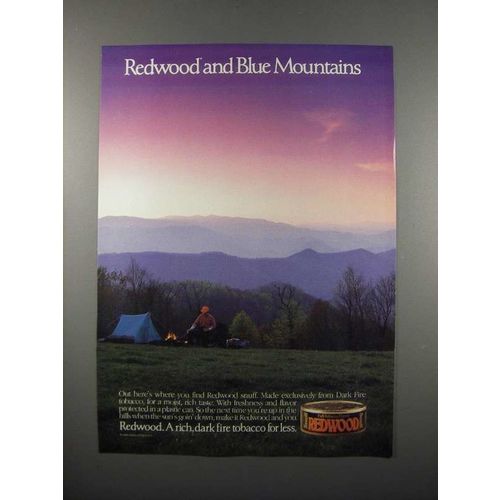 1986 Redwood Snuff Tobacco Ad - Blue Mountains