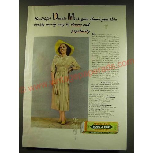 1938 Wrigley's Double Mint Chewing Gum Ad - Healthful Double Mint gum