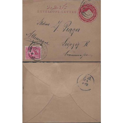 Egypt Pyramid Postal Stationery uprated 1891 Port Tewfik to Germany