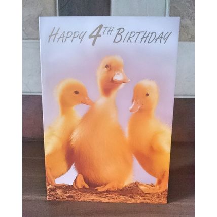Age 4 Birthday Card - ( Yellow Ducks ) - 001