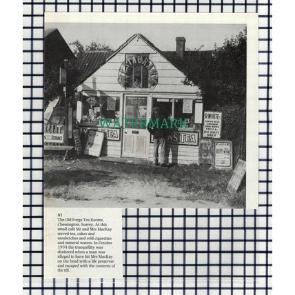 (7604) The Old Forge Tea Rooms Chessington Surrey MacKay - 1980s Cutting