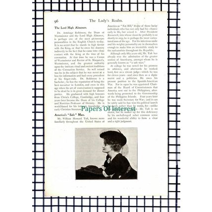 (6352) Mr William Howard Taft Sandringham House Ethel Warwick - c.1909 Article