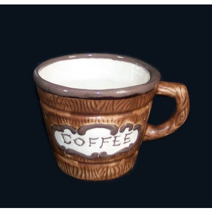 Wooden look brown 3 ¼” coffee cup ceramic nice condition