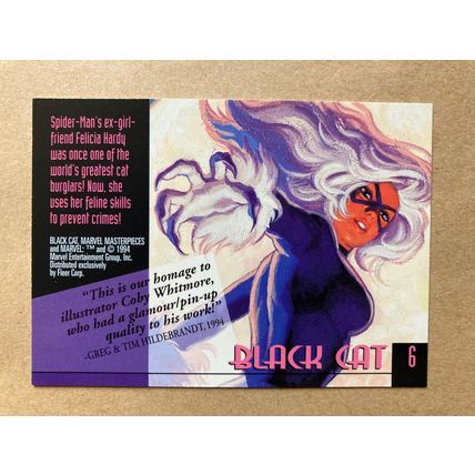 Marvel Masterpieces 1994 Base trading Card # 6 Black Cat (B) Fleer