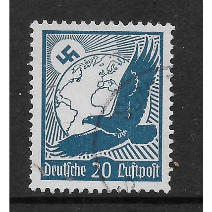 GERMANY 1934 AIRMAIL GOLDEN EAGLE AND GLOBE 20pf BLUE SG529 FINE USED