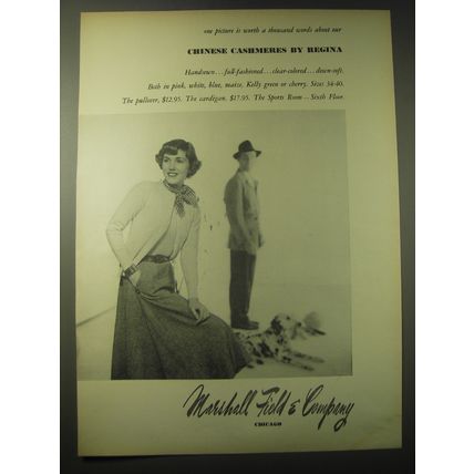 1948 Marshall Field & Company Chinese Cashmeres by Regina Advertisement