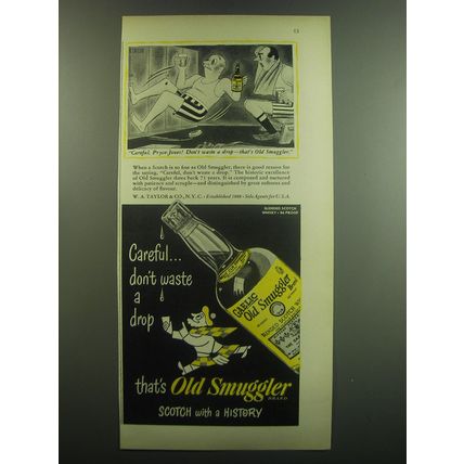 1948 Old Smuggler Scotch Ad - cartoon by Richard Taylor - Careful, Pryce-Jones!
