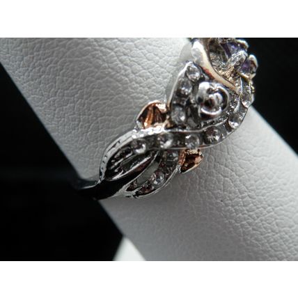Ring Engagement Promise Heart Shaped Two Tone Ring #79 USA Seller