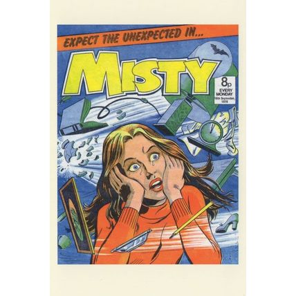 Haunted Clock Flying Misty Tales Of The Unexpected Comic Book Postcard