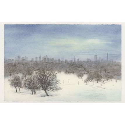 London Eye from Primrose Hill at Winter Painting Postcard