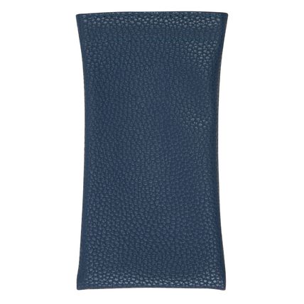 Soft Faux Leather Spring Snap Top Glasses Case (Navy)