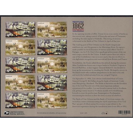 The Civil War 1862 New Orleans & Antietam 12 Current Rate Stamps Scott 4665