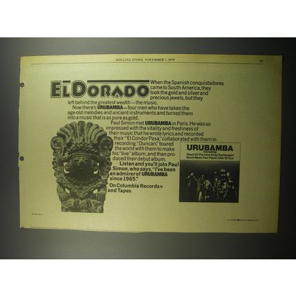 1974 Urubamba Album Advertisement - El Dorado
