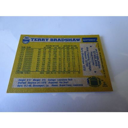 1982 Topps Football Card # 204 Terry Bradshaw Very Good (3) Pittsburgh Steelers