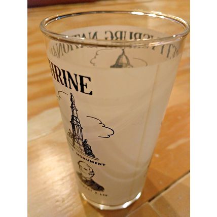 Vintage GETTYSBURG NATIONAL SHRINE PA Frosted Drinking Glass 5 " Tall Souvenir