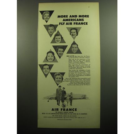 1957 Air France Airlines Advertisement - More and More Americans fly Air France
