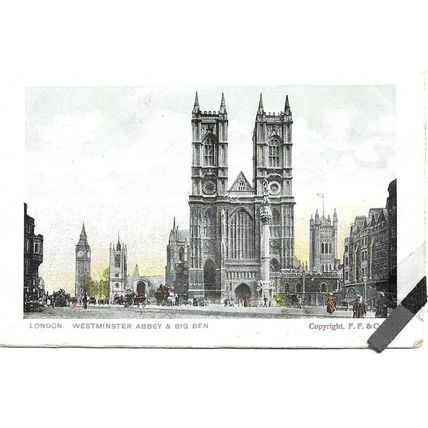 LONDON - Westminster Abbey & Big Ben - Original Postcard (259)