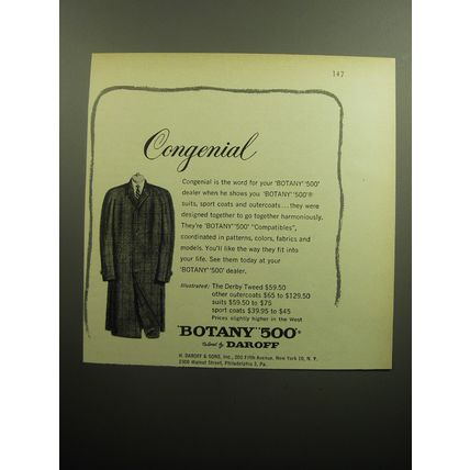 1958 Botany 500 fashion Ad - Congenial