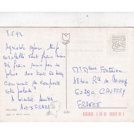 Holland in Bloom Postcard posted 1993 creased