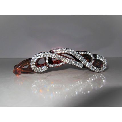 Black or brown sparkly banana hair claw clip with crystals rhinestones