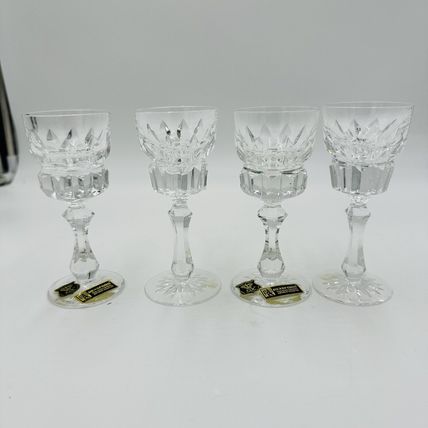 Vintage Rexxford Crystal Golden Crown E&R Yugoslavia Cordial Glasses 5in rare