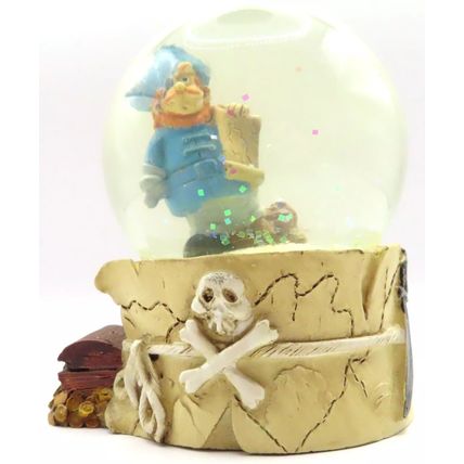 Pirate Snow Globe with Blue Coat and Treasure Map 8.5 CM Shabby Chic Gift