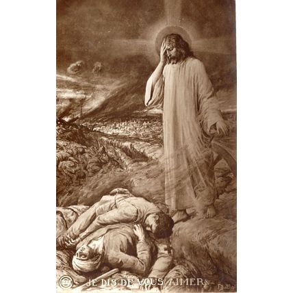 Military Soldiers Dead Je Dis De Vous Aimer French WW1 Postcard