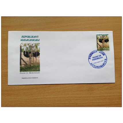 Madagascar 2004 FDC enveloppe 1er jour Faune Morondova Autruche Lémurien Oiseau