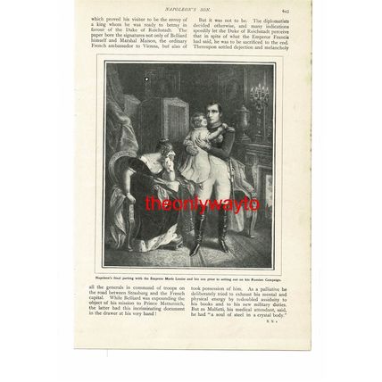 Napoleon Leaves Son & Marie Louse For Russia, Book Illustration (Print), 1902/3