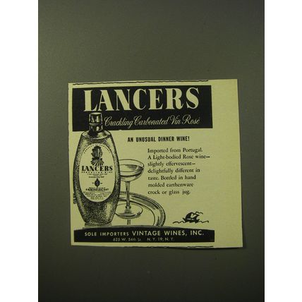 1960 Lancers Crackling Carbonated Vin Rose Wine Advertisement