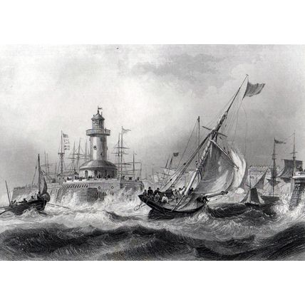 RAMSGATE 1851 Edward William Cooke - William Finden VICTORIAN PRINT