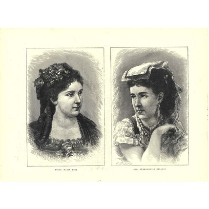 MDLLE. MARIE ROZE - MISS CLARA-LOUISE KELLOGG 1872 Charles Roberts ENGRAVING