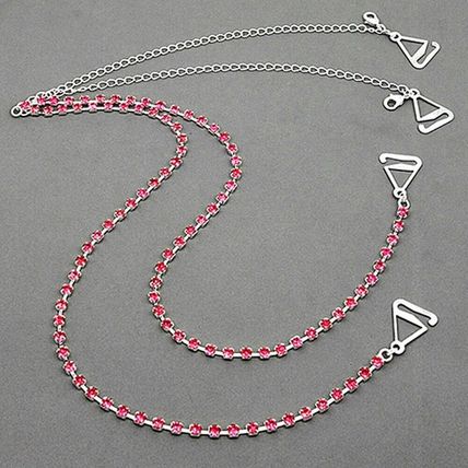 Bra Straps - Single Line Crystal Chain Strap - Pink - BS-HH19PK