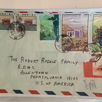 Heidi Rodale Glass Decoupage Tray "Postage Stamps" Robert Rodale Signed 2007 10"