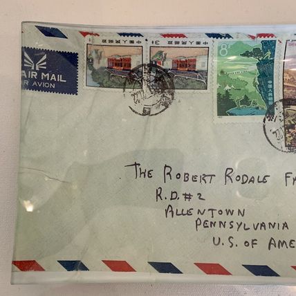 Heidi Rodale Glass Decoupage Tray "Postage Stamps" Robert Rodale Signed 2007 10"