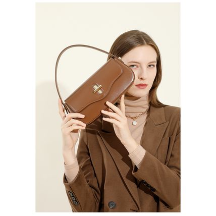 Genuine Leather Women Top Handle Shoulder Purses and Handbags Brown