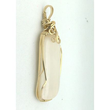 Selenite Gold Wire Wrap Gemstone Pendant