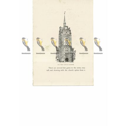 Rostock, West Gate, Germany, Book Illustration, 1889