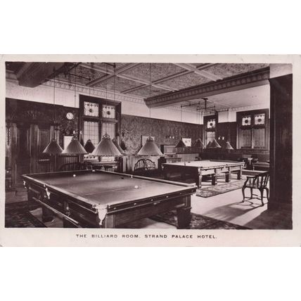 Billiard Room Strand Palace Hotel London Old Real Photo Postcard