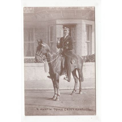 Robert Martin the Town Crier on Horse Ilfracombe Postcard Devon