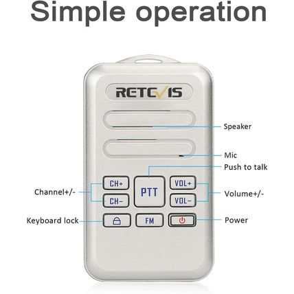 Retevis RT20 Walkie Talkies for Adults, Wearable Small Walkie Talkie for Seniors