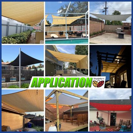 Shademart 12' X 20' Beige Sun Shade Sail UPF50 Rectangle Canopy Fabric Cloth Scr