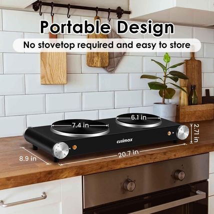 Cusimax Hot Plate for Cooking 1800W Portable Electric Double Burner Countertop C
