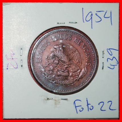 Ⰶ PYRAMID OF THE SUN (1943-1974): MEXICO ★ 20 CENTAVOS 1954★LOW START★NO RESERVE