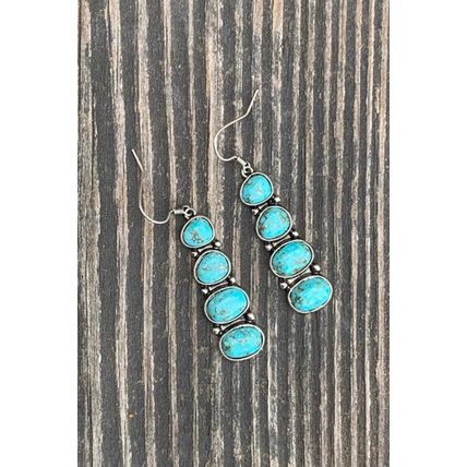 Stone Green Turquoise Stacked Dangle Earrings