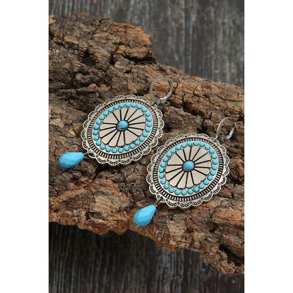 Sea Green Western Retro Turquoise Dangle Earrings