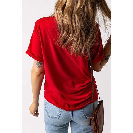 Red Glittering Nutcracker Printed Crewneck T Shirt