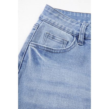 Beau Blue Mineral Wash Raw Hem High Waist Flared Jeans
