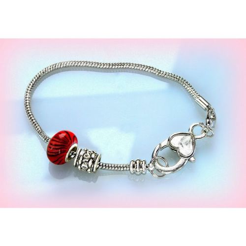Silver Tone Bracelet Love Heart Lobster Clasp European Bead Craft Jewellery 2208